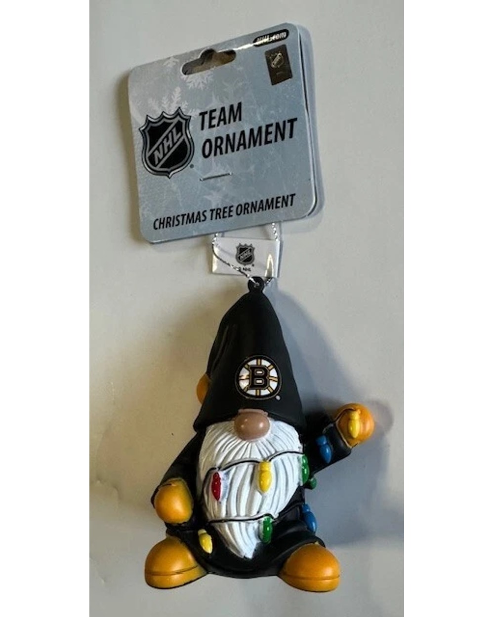 FOCO NHL Gnome with Lights Ornament- Boston Bruins
