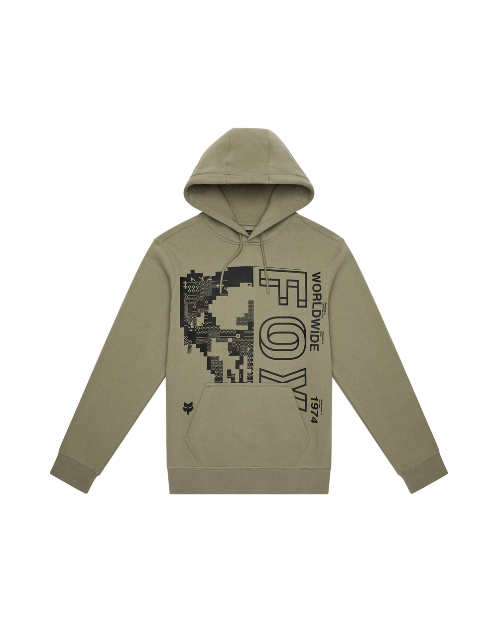 Fox Men's Image Skull Pullover Hoodie - Olive - Front