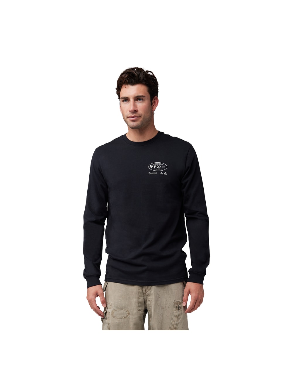 Fox Stamped Long Sleeve Premium Tee - Black - Detail