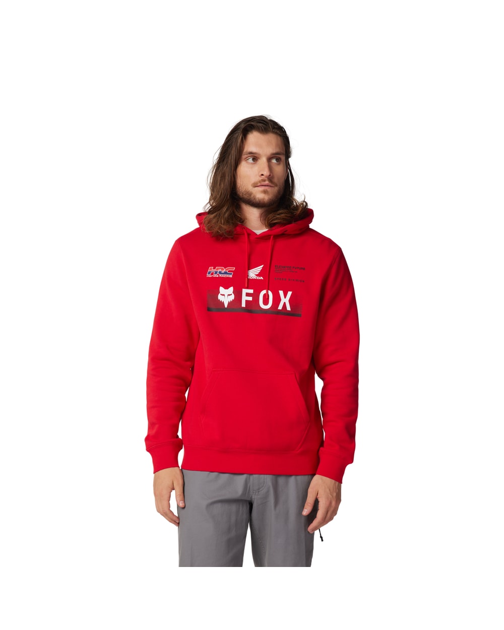 Fox x Honda Pullover Hoodie Flame Red detail