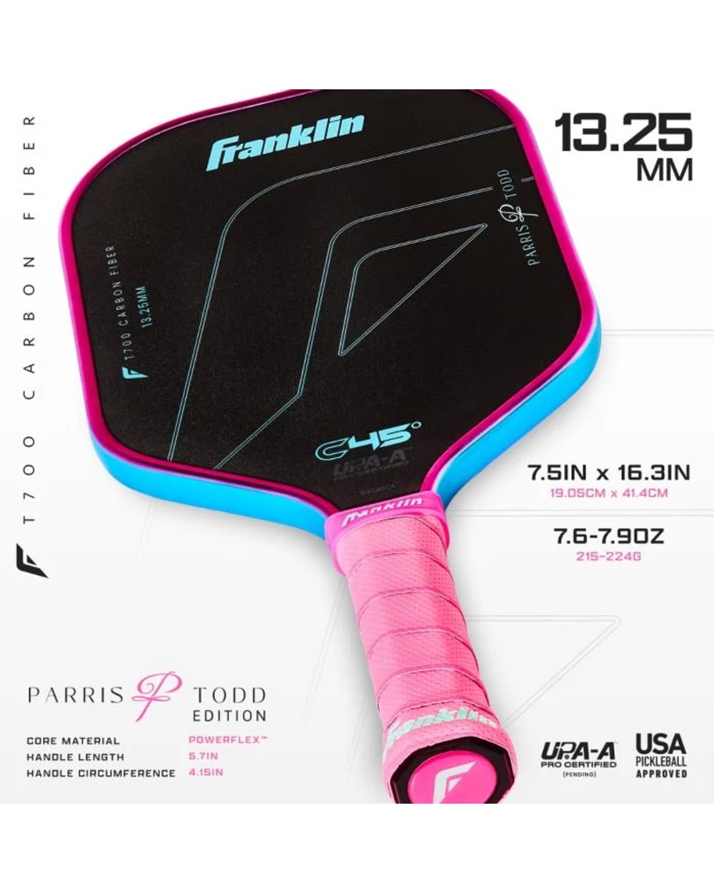 Franklin Parris Todd C45° Series - 13.25MM Pickleball Paddle