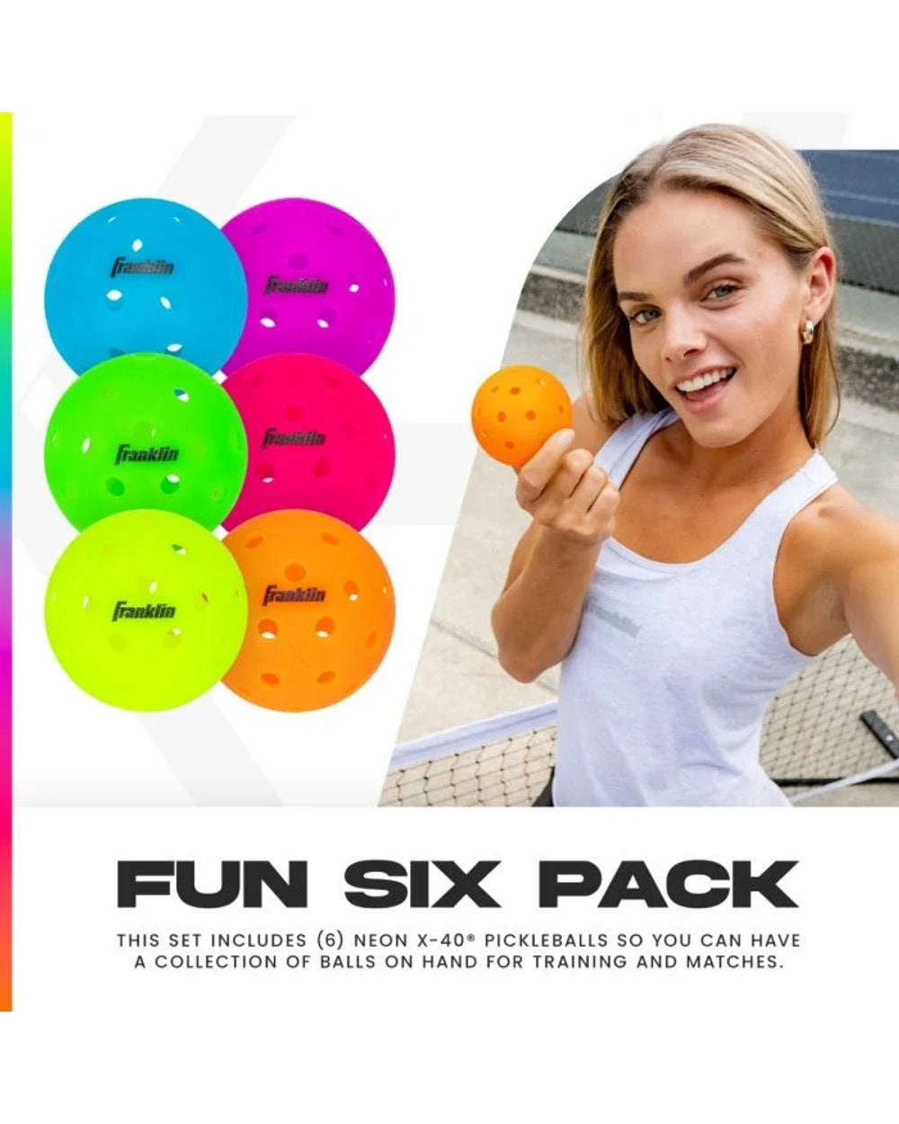 Franklin X-40 Outdoor Pickleballs - 6 Pack