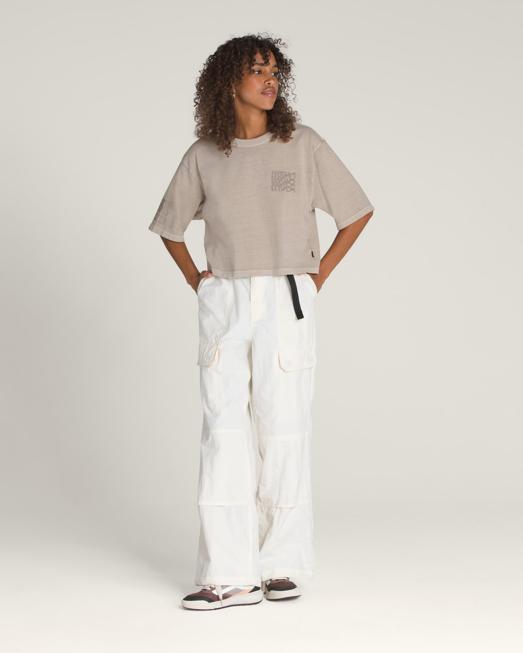 Vans Women's Big Cypress Cropped Tee - Warm Grey front