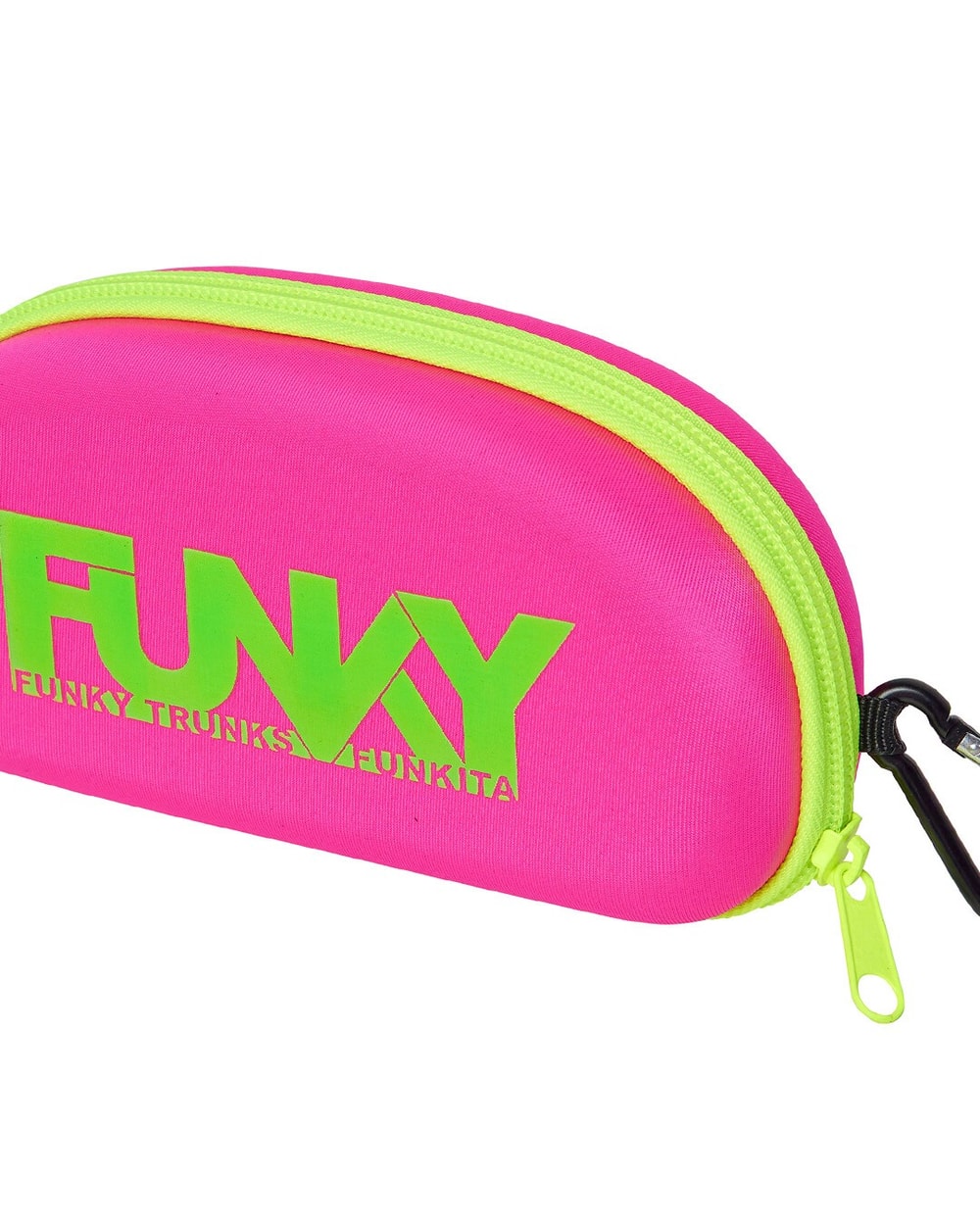 Funky Trunks Case Closed Goggle Case - PINK/GREEN, zip detail