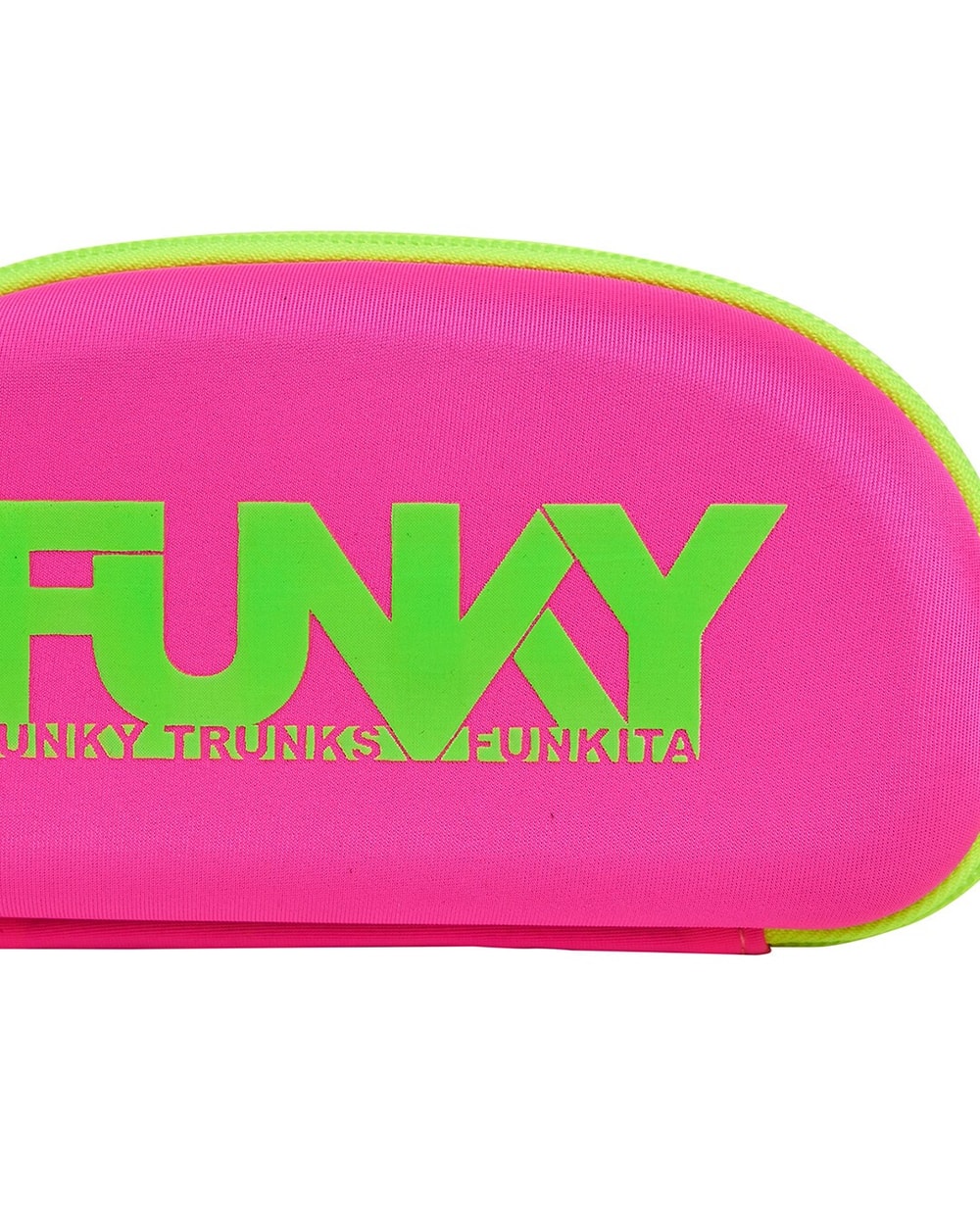 Funky Trunks Case Closed Goggle Case - PINK/GREEN, logo detail