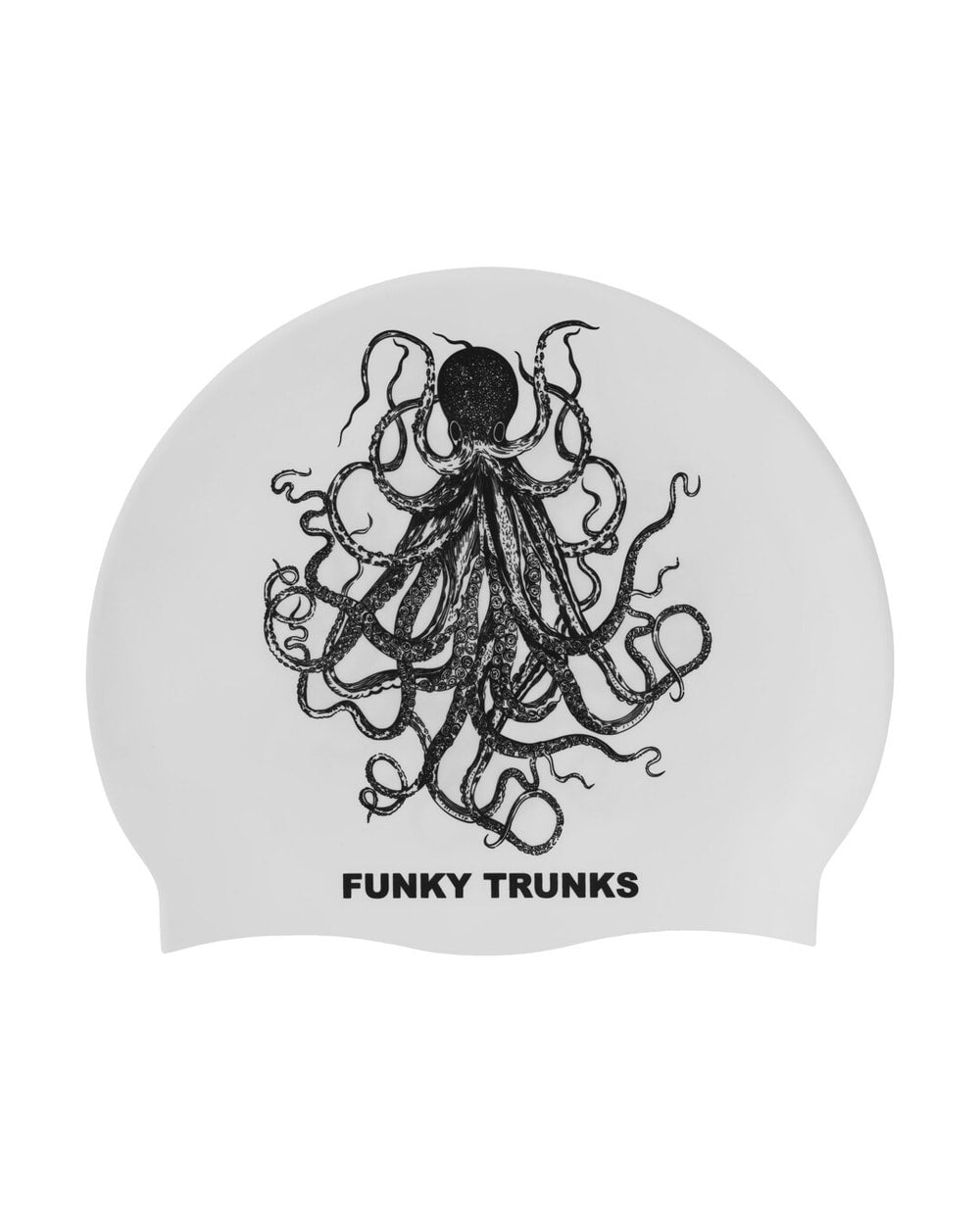 Funky Trunks Octomus Silicone Swim Cap - WHITE/BLACK, front