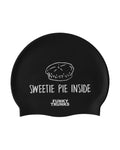 Funky Trunks Sweetie Pie Silicone Swim Cap - BLACK, front