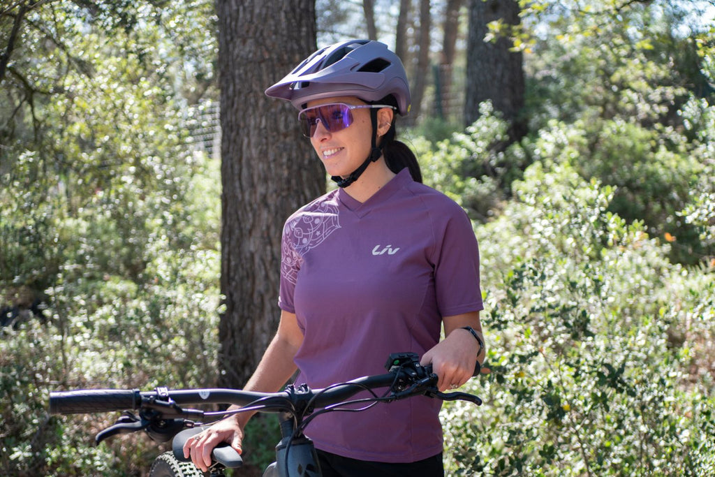 Liv Roost MIPS Bike Helmet - Air Glow - worn on the trail