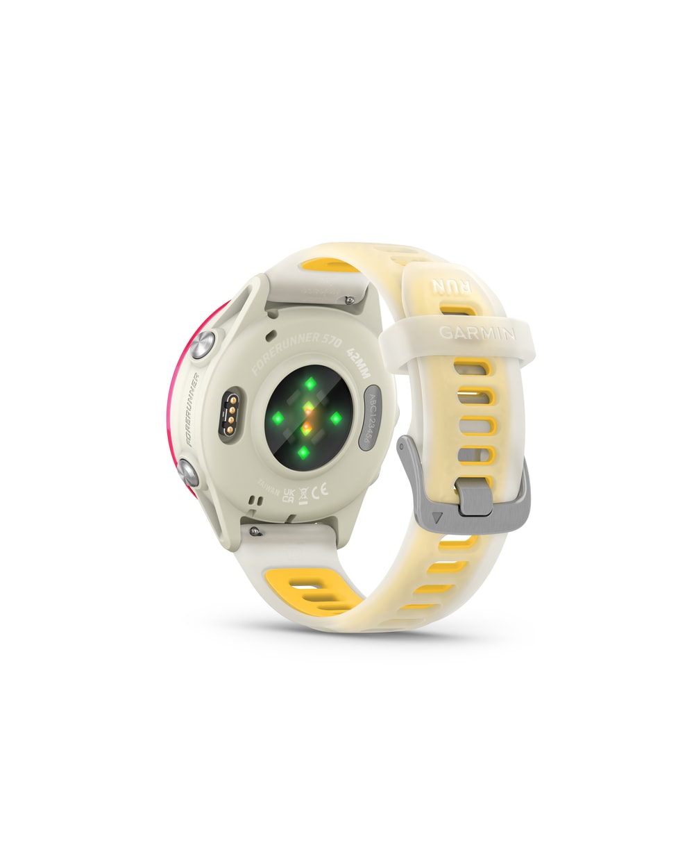 Garmin Forerunner 570 42mm Raspberry/Mango rear view