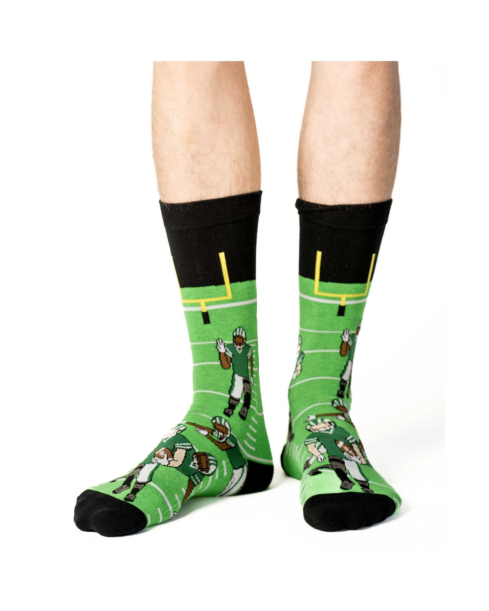 Good Luck Sock Football Green socks, worn on feet