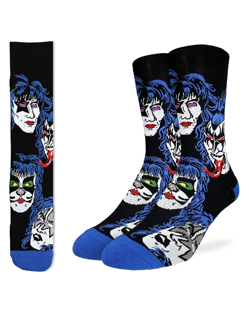 Good Luck Sock KISS Solo Faces Socks - flat lay pair