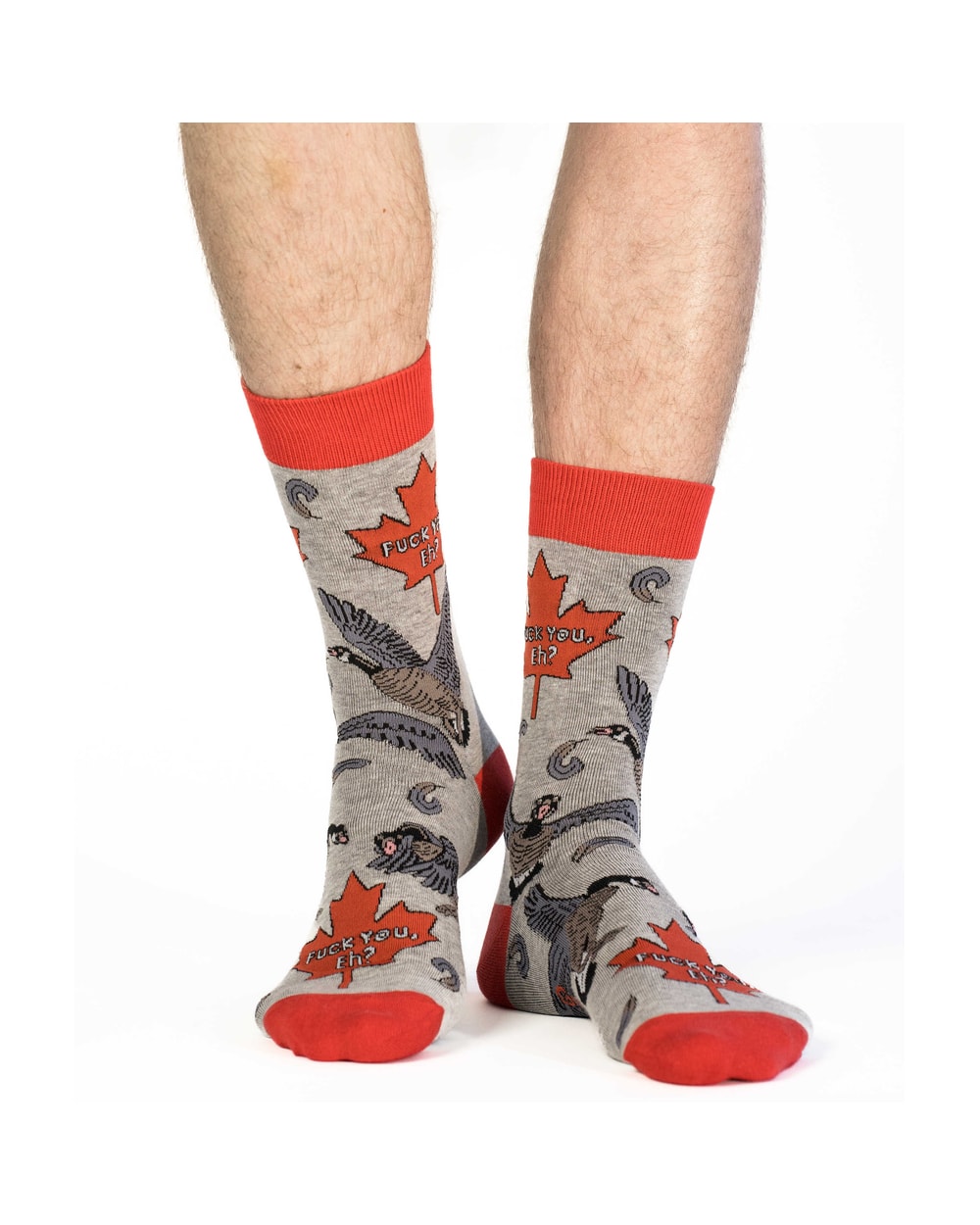 Good Luck Sock Mean Canada Goose socks, worn on feet