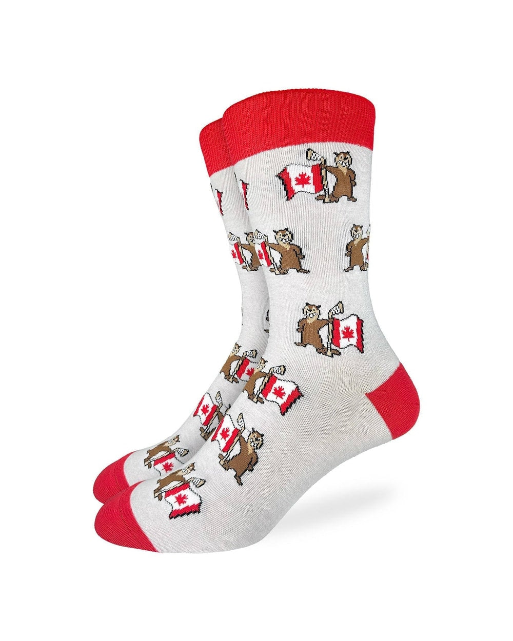 Good Luck Sock Men's Beaver Waving Canada Flag Socks