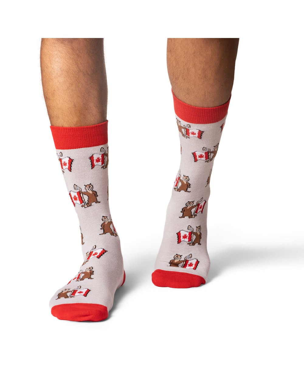 Good Luck Sock Men's Beaver Waving Canada Flag Socks