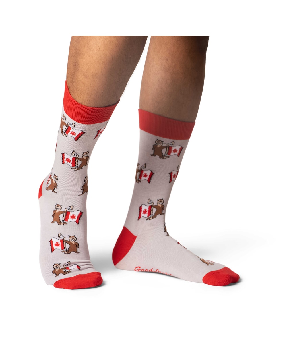 Good Luck Sock Men's Beaver Waving Canada Flag Socks
