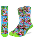 Good Luck Sock Men's Bigfoot Floating Down Lake Socks