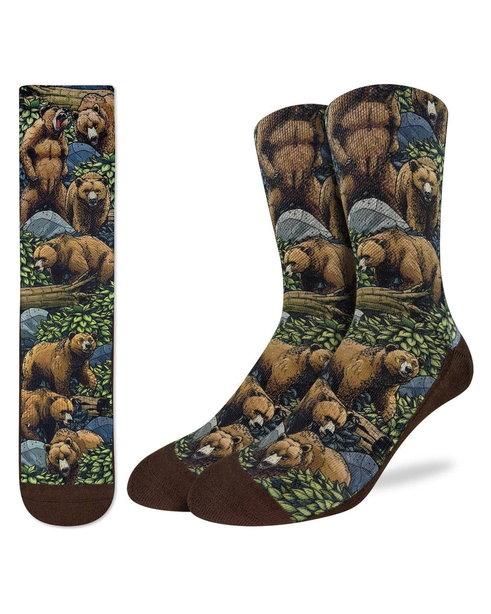 Good Luck Sock Men's Grizzly Bears in the Forest Socks