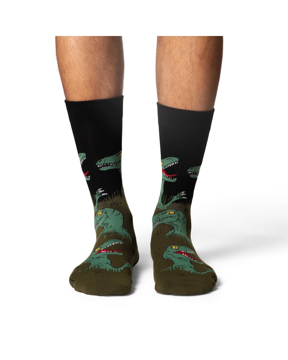 Good Luck Sock Velociraptors Hiding in the Bushes Socks - front view