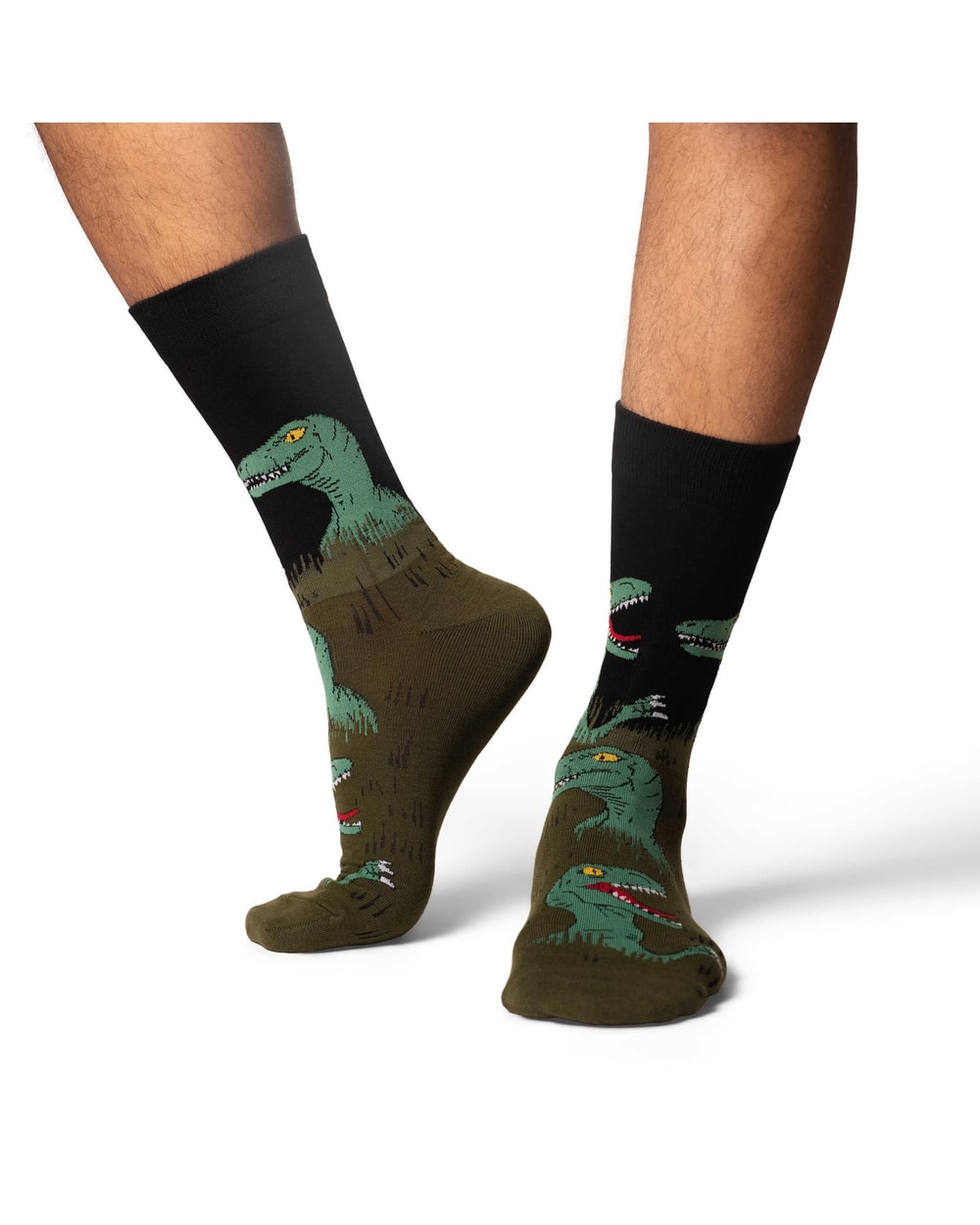 Good Luck Sock Velociraptors Hiding in the Bushes Socks - side view
