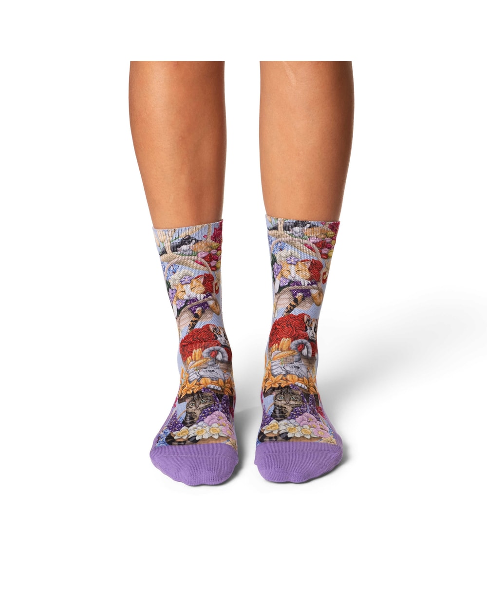 Good Luck Sock Women's Cats Playing with Flower Baskets Socks