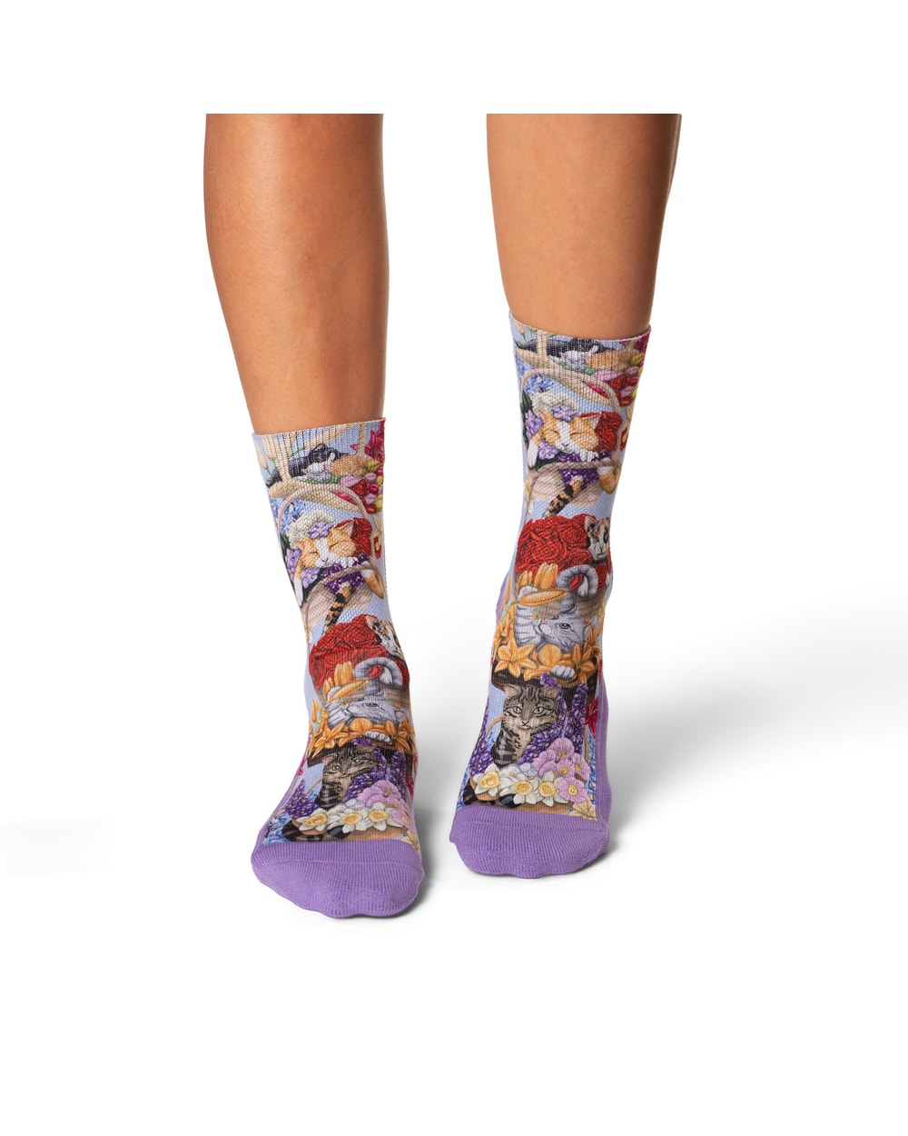 Good Luck Sock Women's Cats Playing with Flower Baskets Socks