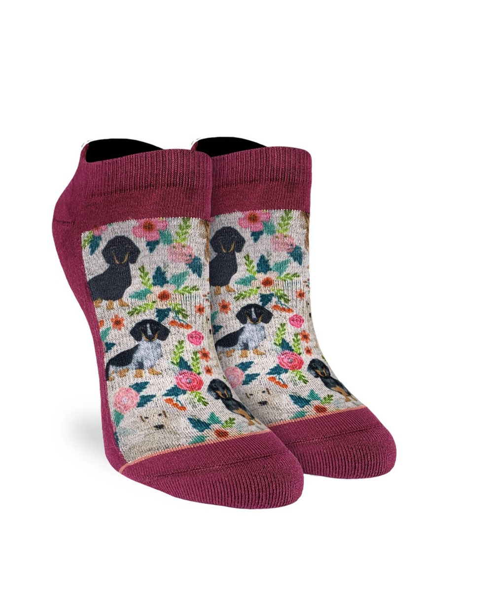 Good Luck Sock Floral Dachshunds Ankle Socks pair