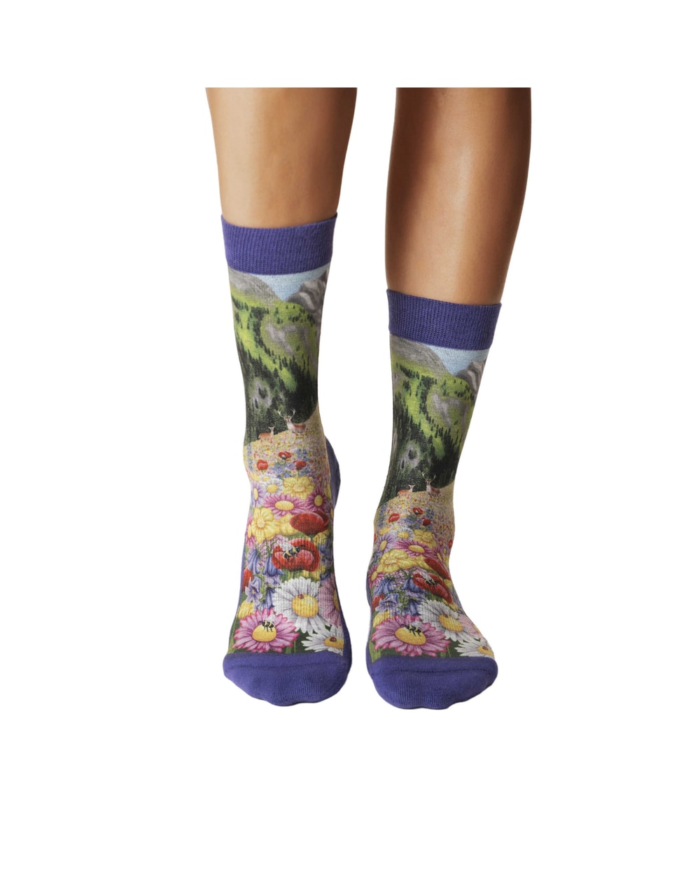 Good Luck Sock Women's Floral Meadow Socks - worn