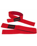 Grizzly Padded Lifting Straps Red - front view
