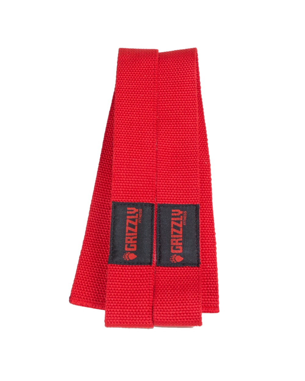 Grizzly Padded Lifting Straps Red - laid out view