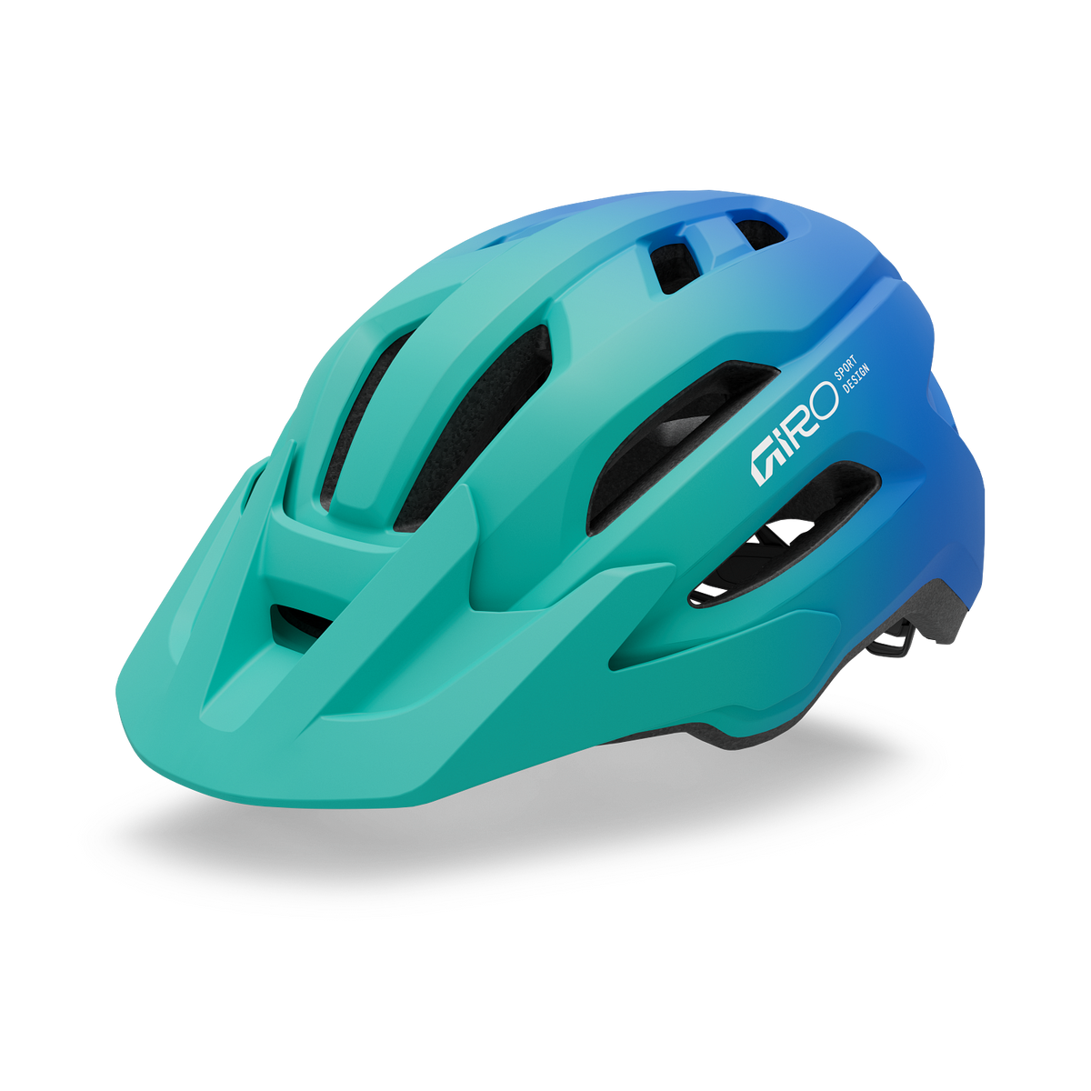 Giro Fixture II Youth Helmet - Aqua Green/Blue Jewel, angled view