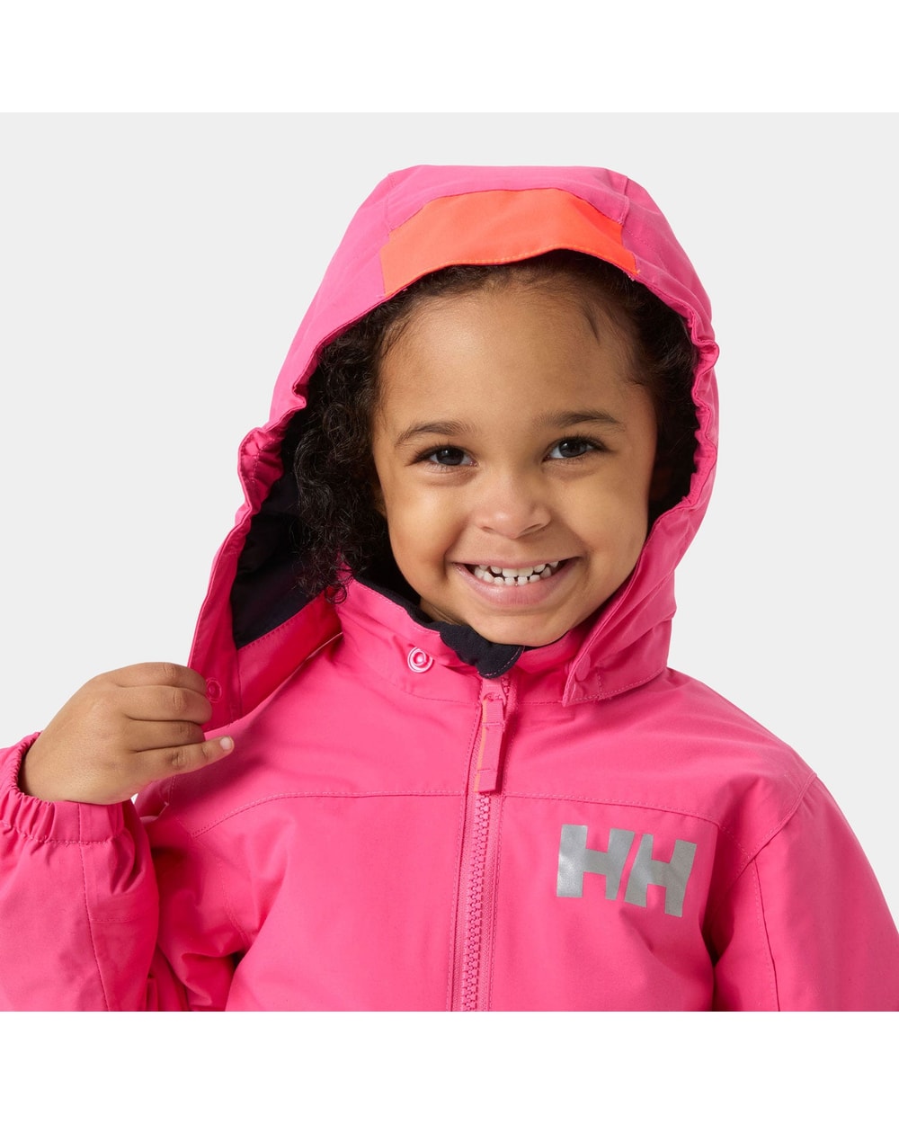 Helly Hansen Kids' Rider 3.0 Insulated Suit, Hot Pink, hood detail