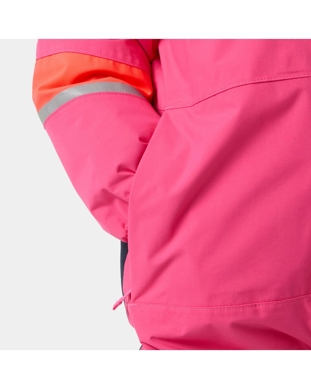 Helly Hansen Kids' Rider 3.0 Insulated Suit, Hot Pink, reflective sleeve detail