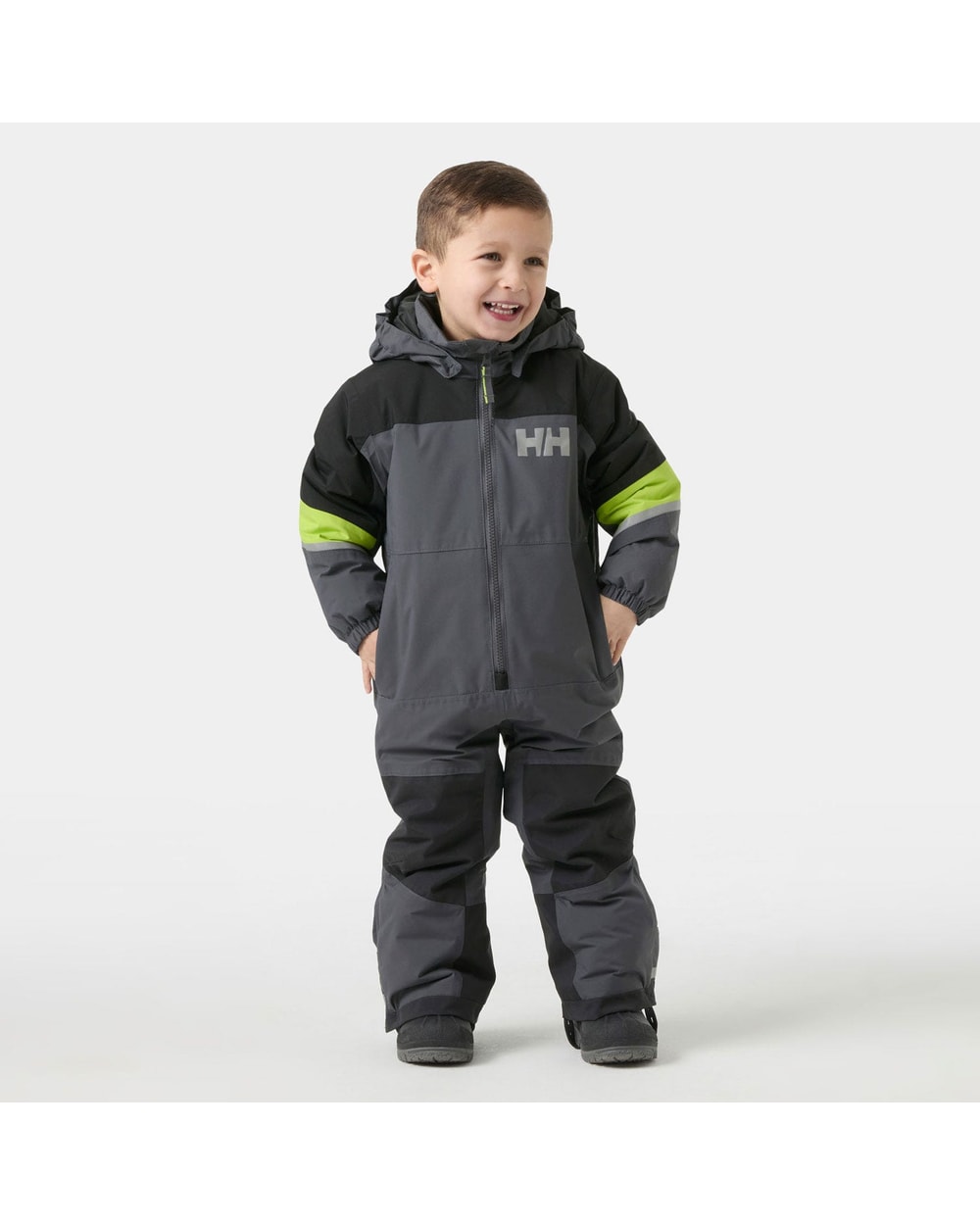 Helly Hansen Kids' Rider 3.0 Insulated Suit, Thunder Grey, on-model front