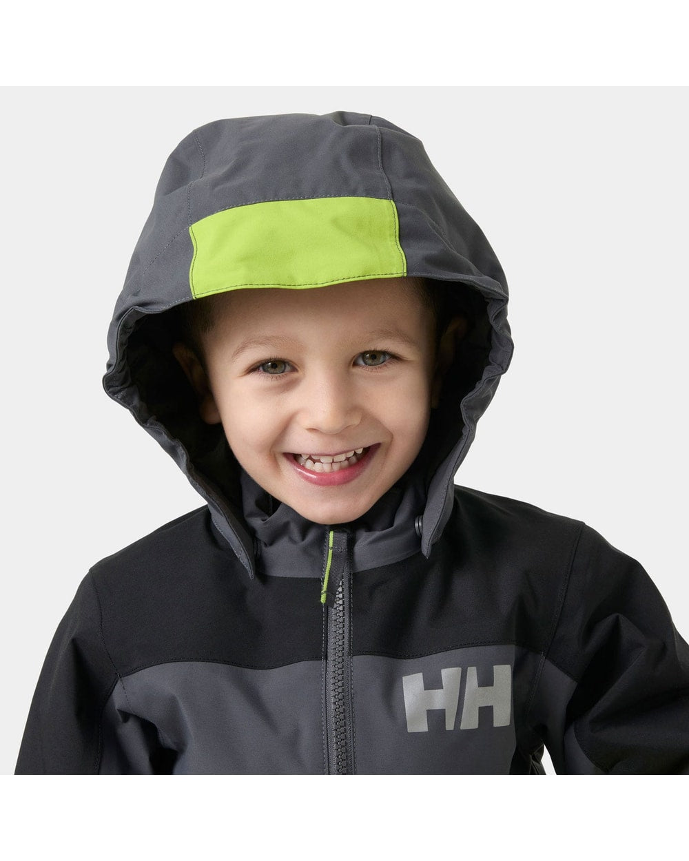 Helly Hansen Kids' Rider Jacket, Thunder Grey, hood detail