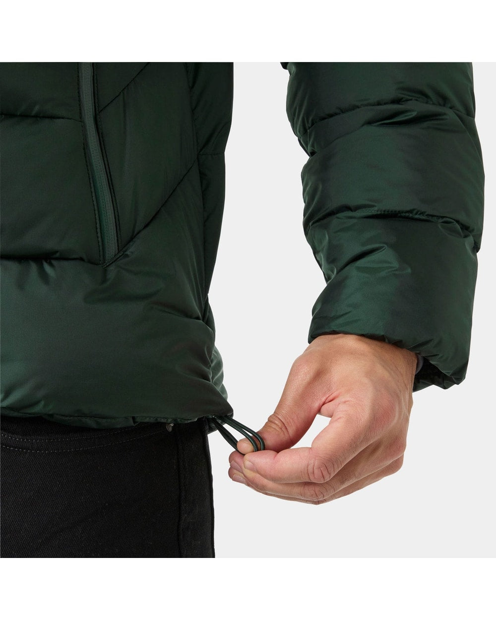 Helly Hansen Men's Stride Puffy Jacket, Dark Jungle, adjustable hem detail