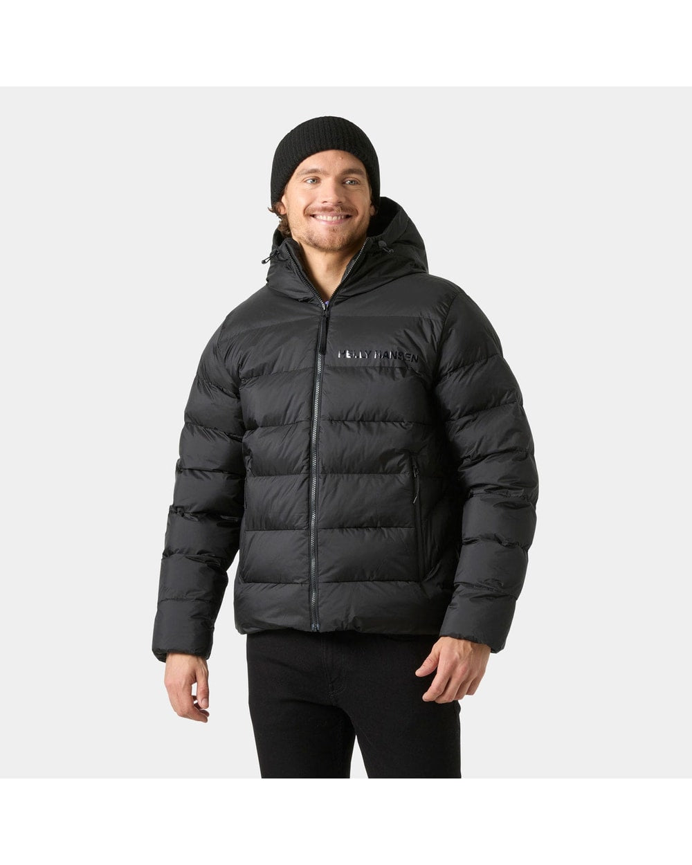 Helly Hansen Men's Stride Puffy Jacket, Black, on-model front