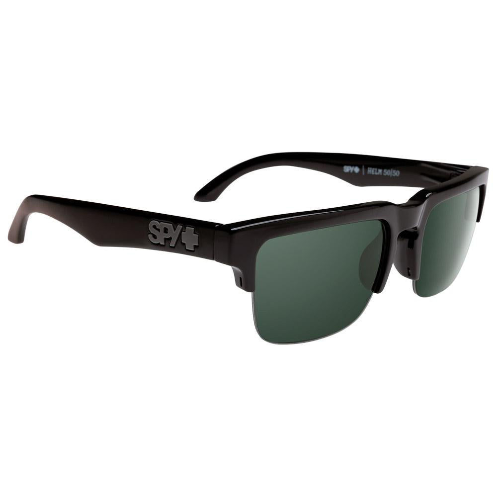 Spy Helm 50/50 Sunglasses, Black Happy/Grey Green, side profile view