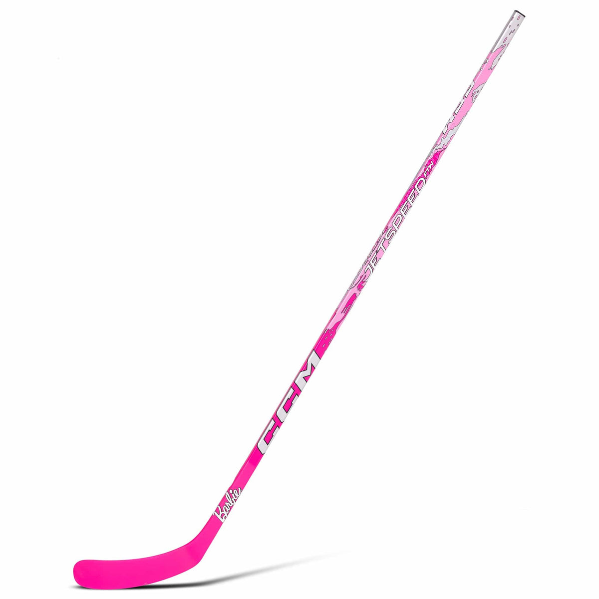 CCM Intermediate Barbie Edition Jetspeed FTW Hockey Stick - Pink, right hand, front view