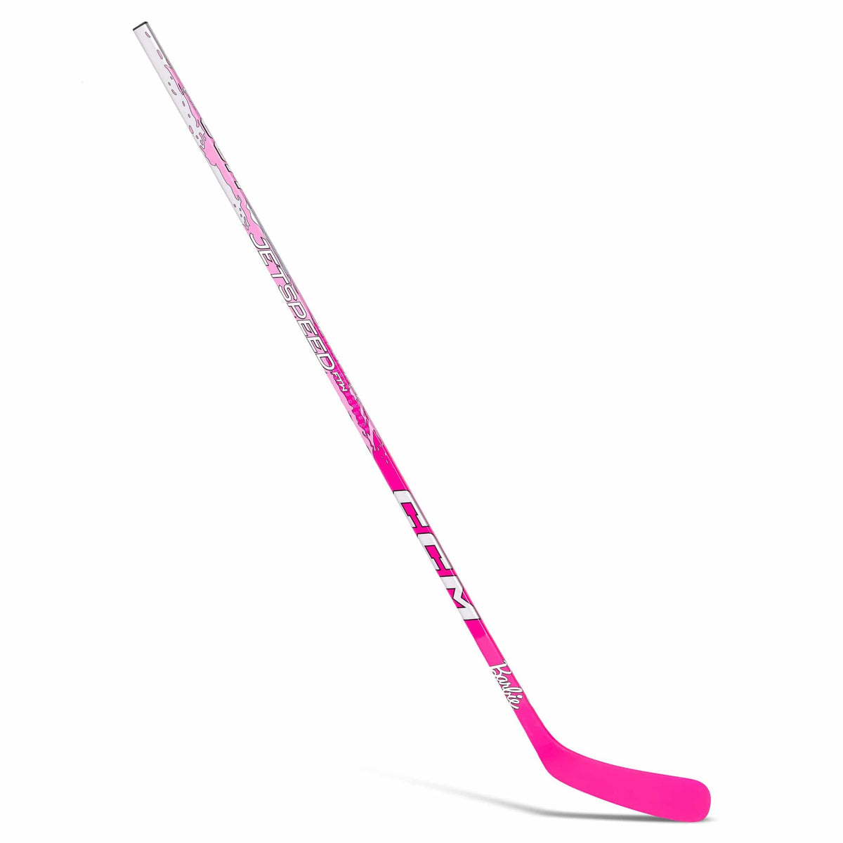 CCM Intermediate Barbie Edition Jetspeed FTW Hockey Stick - Pink, left hand, front view