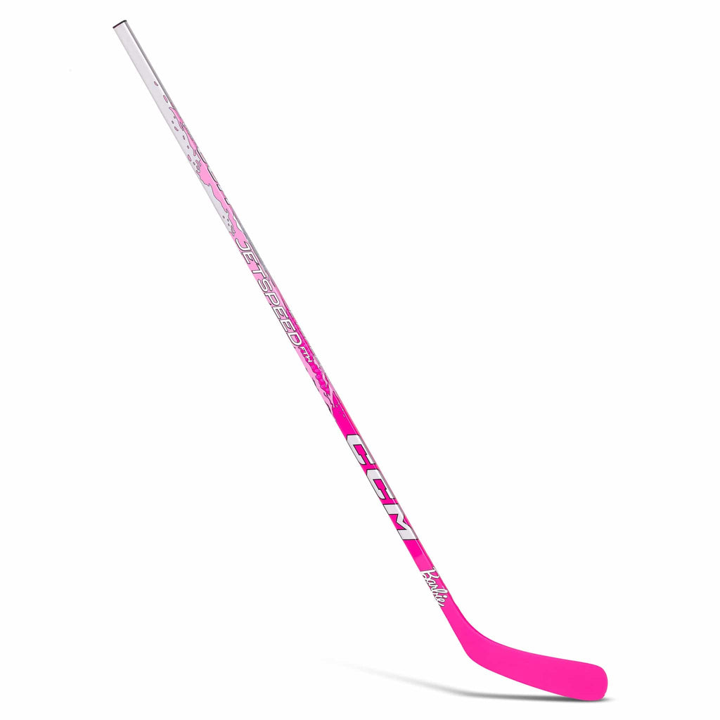 CCM Junior Barbie Edition Jetspeed FTW Hockey Stick - Pink, left hand, front view