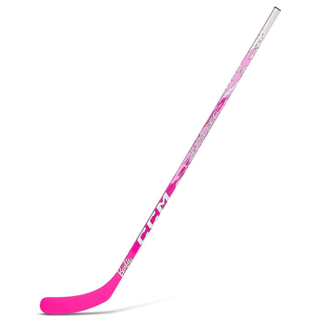 CCM Youth Barbie Edition Jetspeed FTW Hockey Stick - Pink, right hand, front view