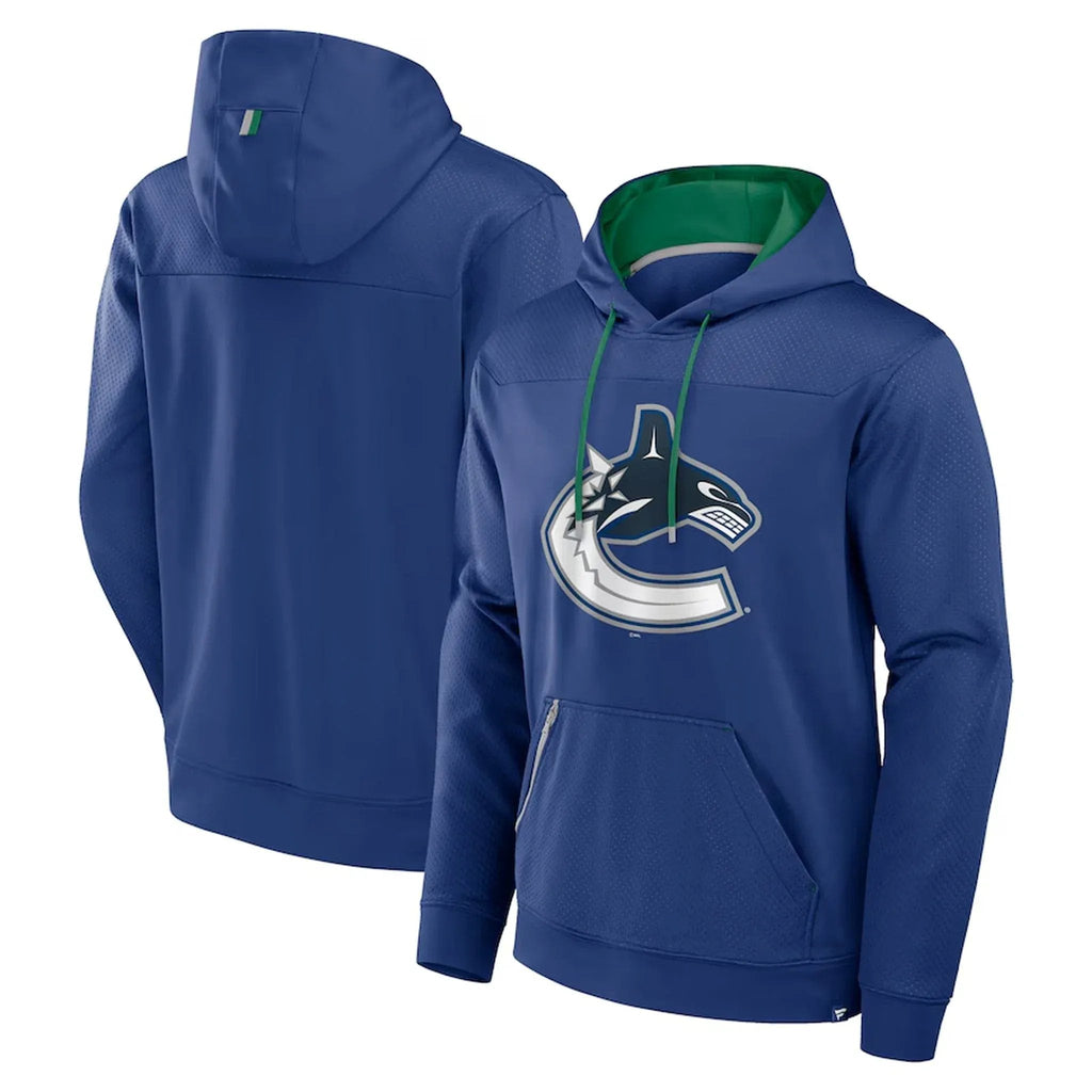 Fanatics Vancouver Canucks Iconic Defender Pullover Hoodie - front and back detail