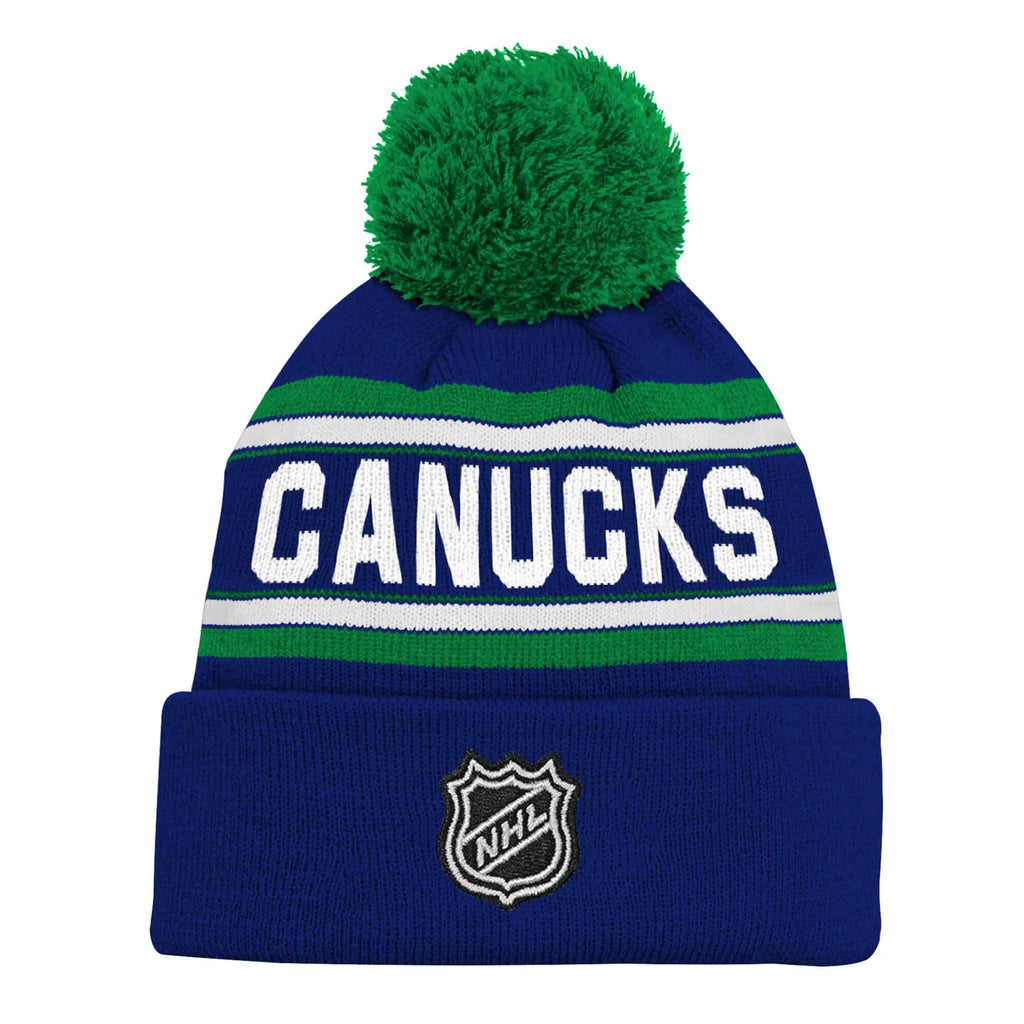 Outerstuff Youth Vancouver Canucks Jacquard Knit Cuffed Toque with Pom