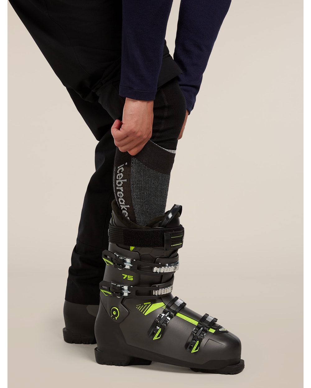 Icebreaker Men's Merino Ski+ Light Over The Calf Socks - Black/Ether, view 3