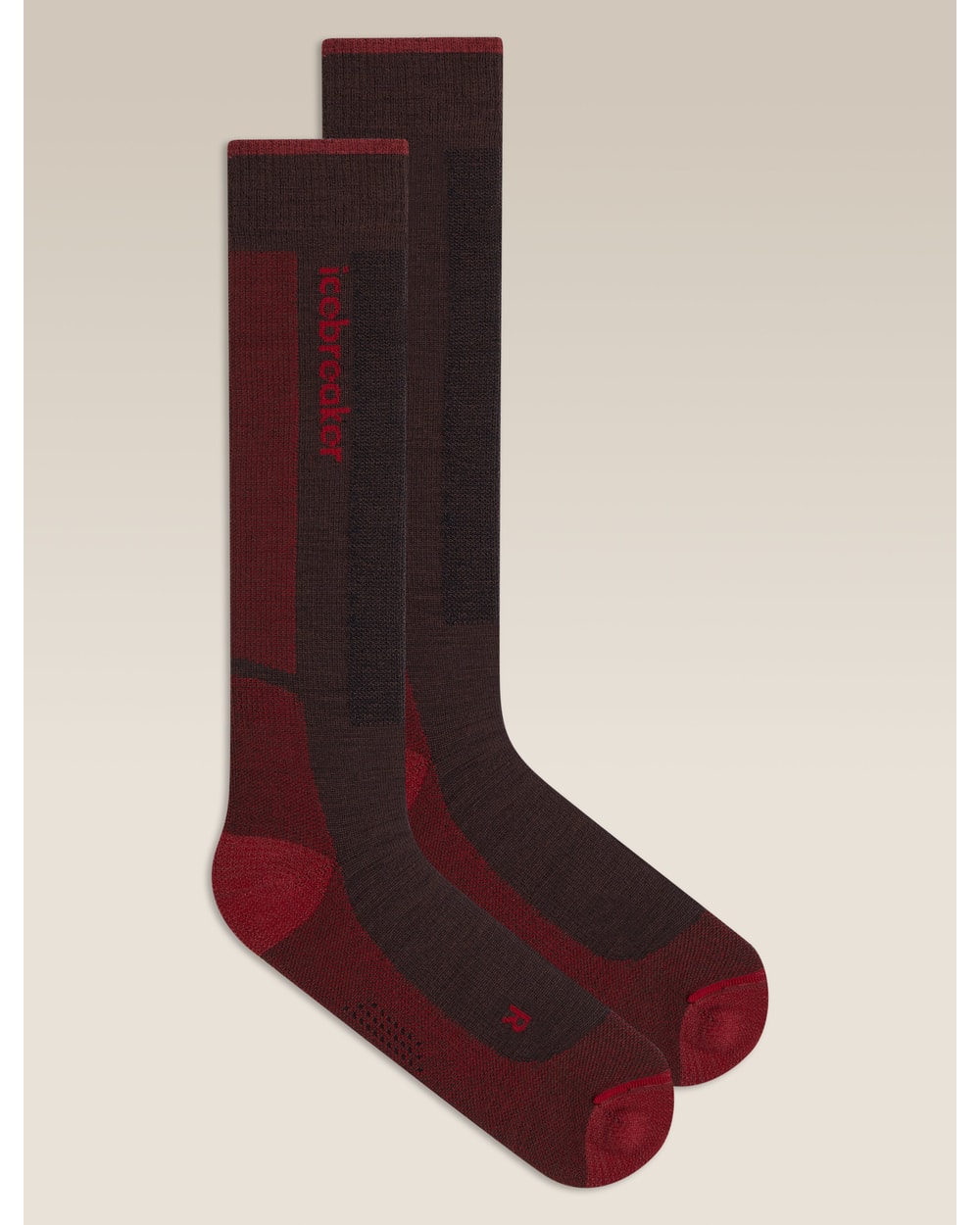 Icebreaker Men's Merino Ski+ Light Over The Calf Socks - Bittersweet/Port, front
