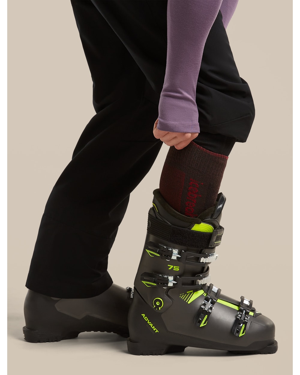 Icebreaker Men's Merino Ski+ Light Over The Calf Socks - Bittersweet/Port, view 4