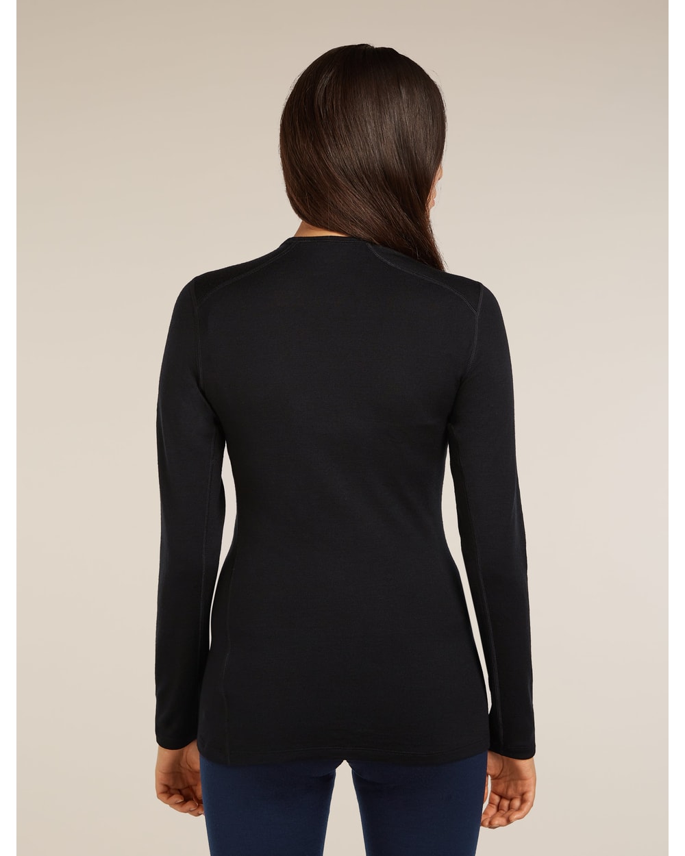 Icebreaker Women's Merino 260 Tech Long Sleeve Crewe Thermal Top - Black - back