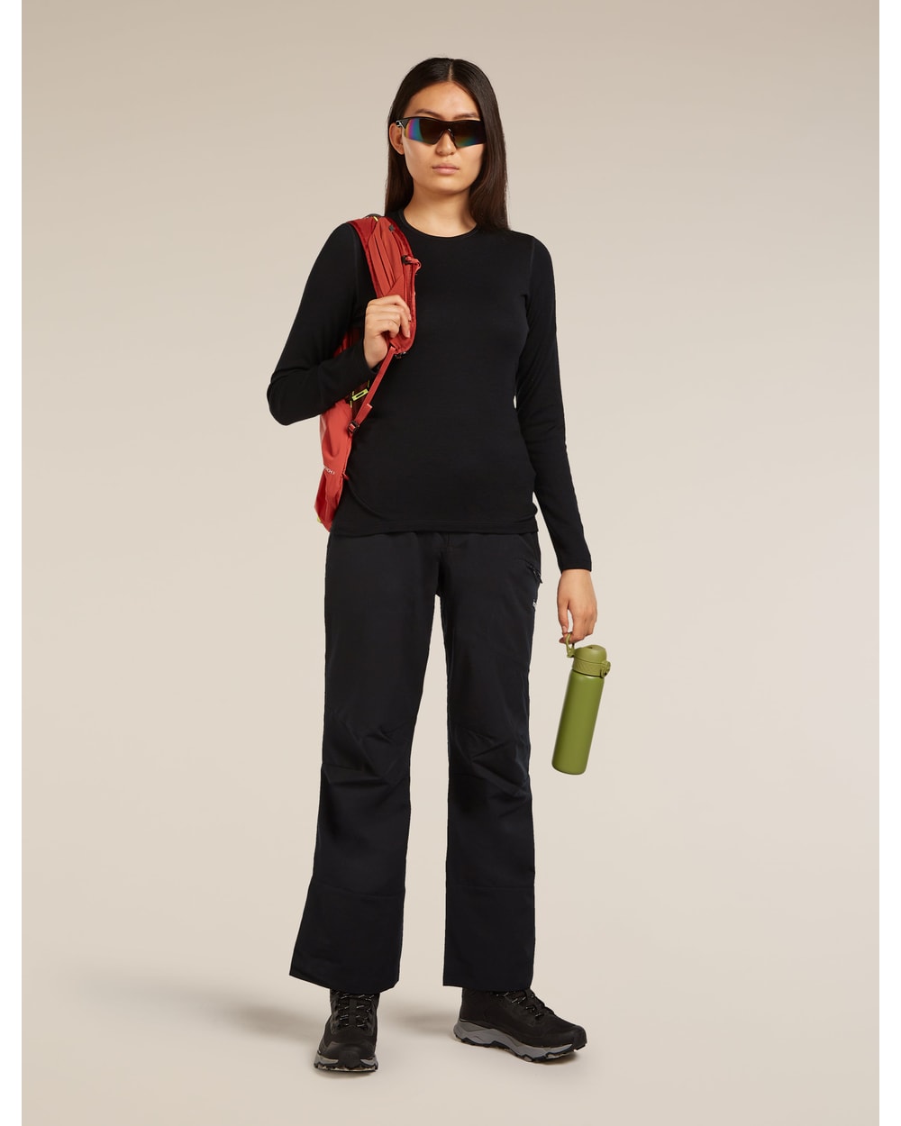 Icebreaker Women's Merino 260 Tech Long Sleeve Crewe Thermal Top - Black - worn out and about