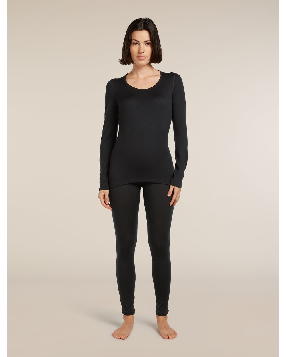 Icebreaker Women's Merino 260 Tech Thermal Leggings - Black - full length on model