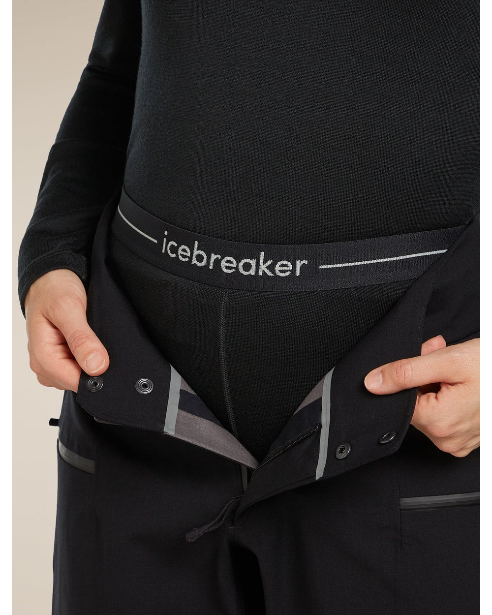 Icebreaker Women's Merino 260 Tech Thermal Leggings - Black - waistband detail